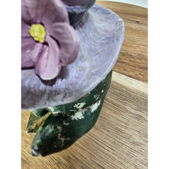 Vintage 90s Pete Apsit Frog Toad Figurine Large Eyes Spring Hat Bee See Pics - Picture 4 of 10